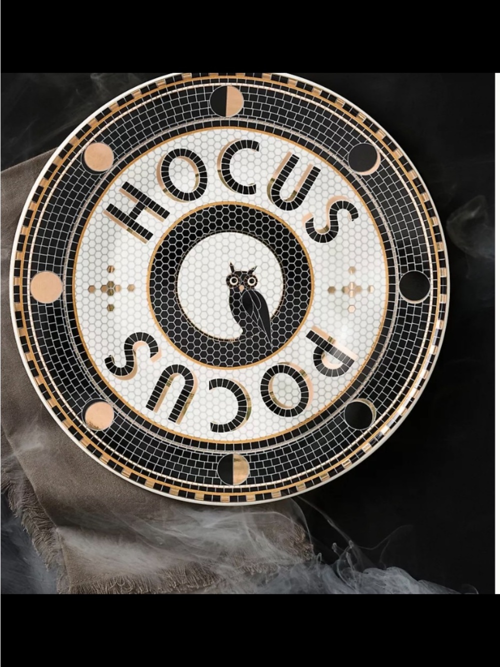 Hocus Pocus Dessert Plates. 24K Gold Accent. Set of 4.